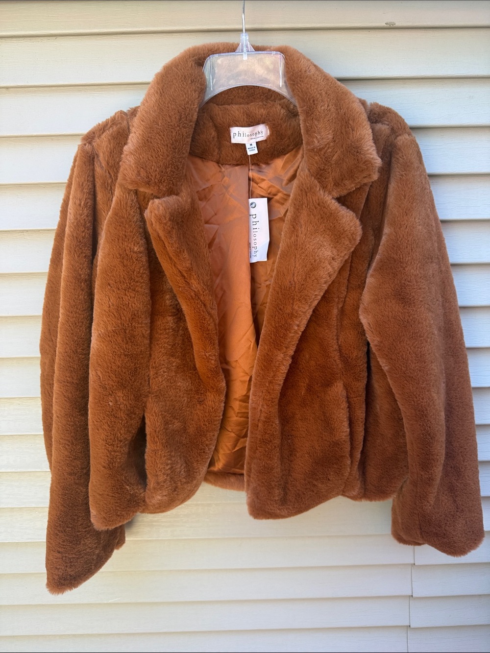 NWT Plush Philosophy Faux Fur Jacket in Chestnut Brown Size M - Picture 4 of 11
